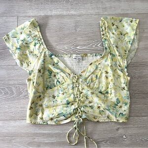 American Eagle Yellow Floral Top